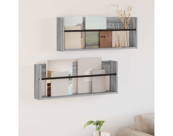 Sonata H Етажерка за списания с рафт 2 pcs Сив Сонома 80 x 12 x 30 см
