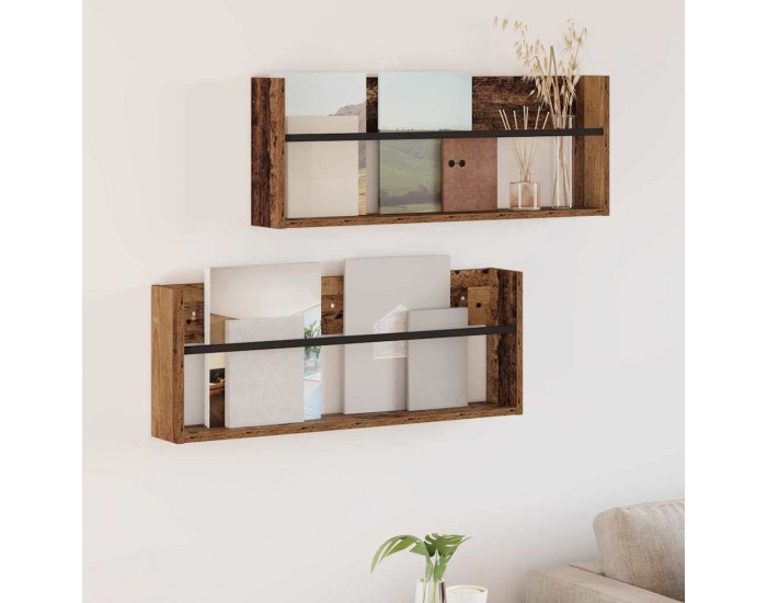 Sonata H Етажерка за списания с рафт 2 pcs Старо дърво 80 x 12 x 30 см