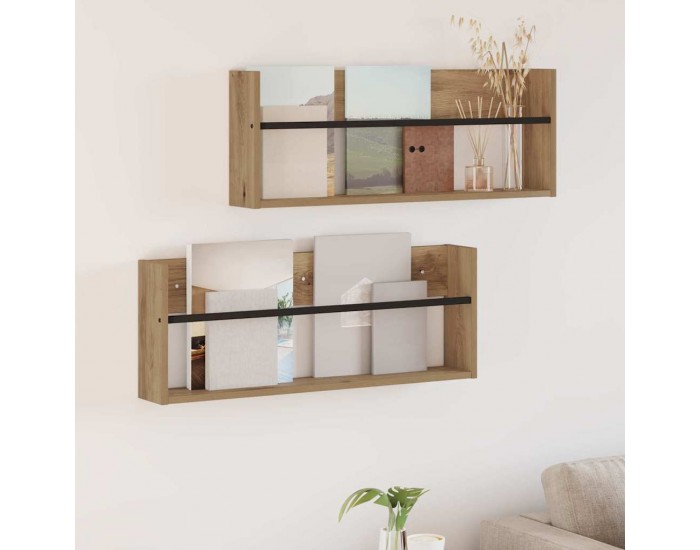 Sonata H Етажерка за списания 2 pcs Дъб 80 x 12 x 30 см Инженерно дърво
