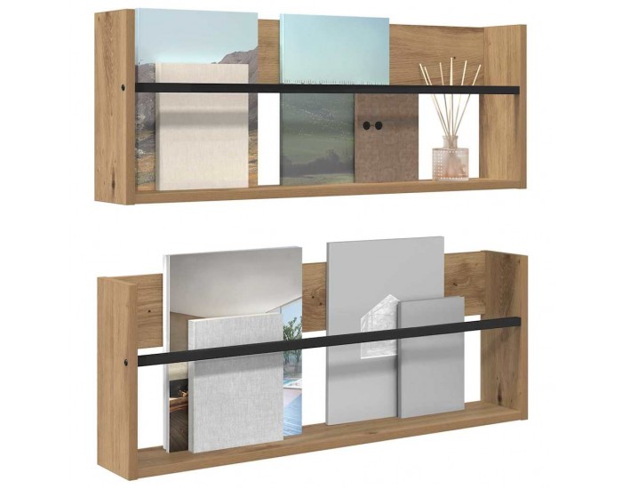 Sonata H Етажерка за списания 2 pcs Дъб 80 x 12 x 30 см Инженерно дърво