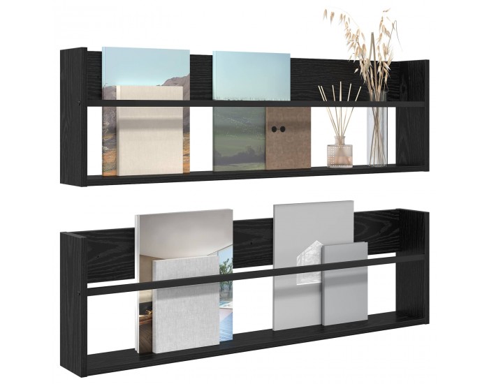 Sonata H Етажерка за списания с рафт 2 pcs Черния дъб 100 x 12 x 30 см