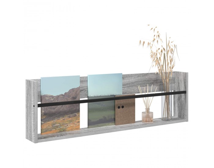 Sonata H Етажерка за списания с рафт Сив Сонома 100 x 12 x 30 см
