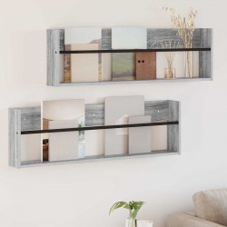 Sonata H Етажерка за списания с рафт 2 pcs Сив Сонома 100 x 12 x 30 см - Ștergătoare și suporturi pentru umbrele