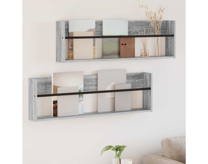 Sonata H Етажерка за списания с рафт 2 pcs Сив Сонома 100 x 12 x 30 см