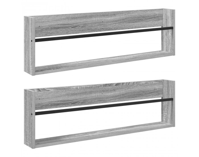 Sonata H Етажерка за списания с рафт 2 pcs Сив Сонома 100 x 12 x 30 см