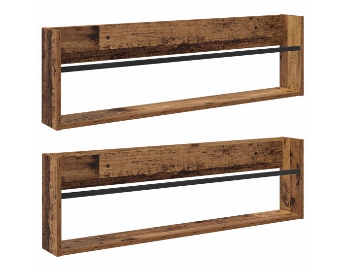 Sonata H Етажерка за списания с рафт 2 pcs Старо дърво 100 x 12 x 30 см