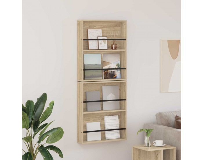 Sonata H Етажерка за списания с рафт 2 pcs Сонома дъб 60 x 12 x 70 см