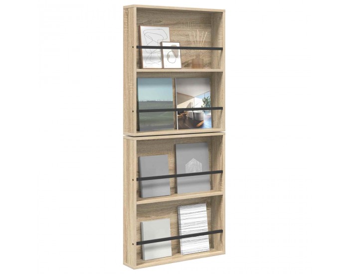 Sonata H Етажерка за списания с рафт 2 pcs Сонома дъб 60 x 12 x 70 см