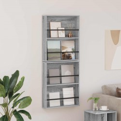 Sonata H Етажерка за списания с рафт 2 pcs Сив Сонома 60 x 12 x 70 см - Ștergătoare și suporturi pentru umbrele
