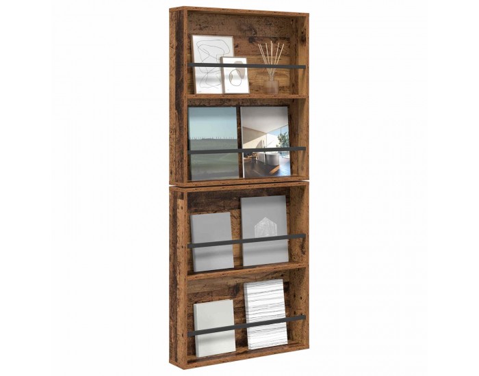 Sonata H Етажерка за списания с рафт 2 pcs Старо дърво 60 x 12 x 70 см