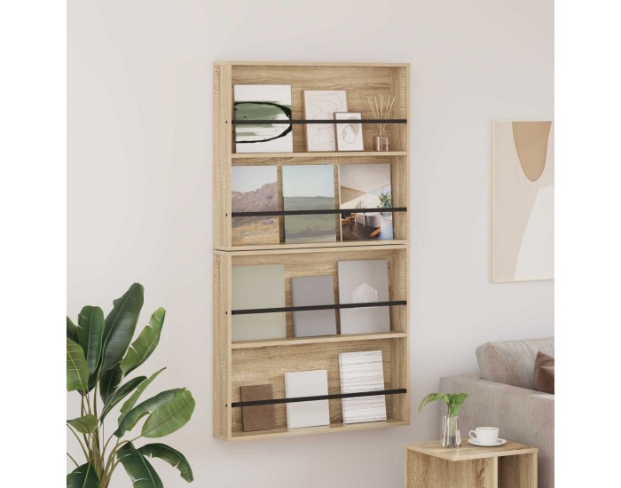 Sonata H Етажерка за списания с рафт 2 pcs Сонома дъб 80 x 12 x 70 см