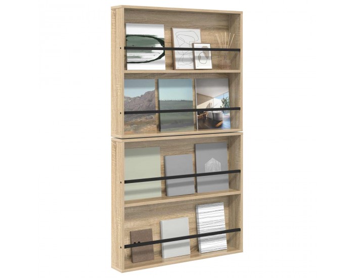Sonata H Етажерка за списания с рафт 2 pcs Сонома дъб 80 x 12 x 70 см