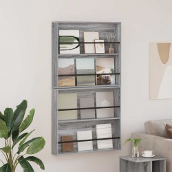 Sonata H Етажерка за списания с рафт 2 pcs Сив Сонома 80 x 12 x 70 см - Ștergătoare și suporturi pentru umbrele