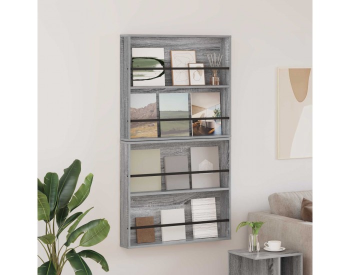 Sonata H Етажерка за списания с рафт 2 pcs Сив Сонома 80 x 12 x 70 см