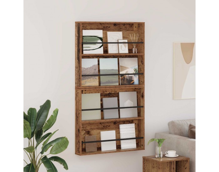 Sonata H Етажерка за списания с рафт 2 pcs Старо дърво 80 x 12 x 70 см