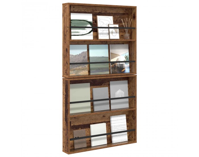 Sonata H Етажерка за списания с рафт 2 pcs Старо дърво 80 x 12 x 70 см