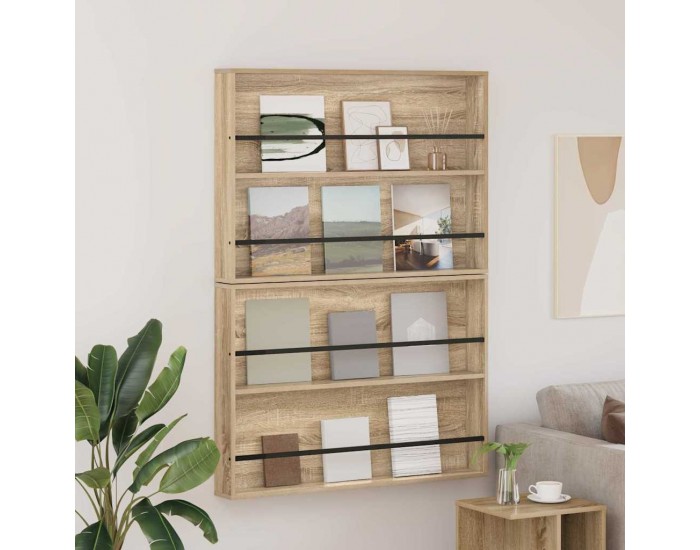 Sonata H Етажерка за списания с рафт 2 pcs Сонома дъб 100 x 12 x 70 см