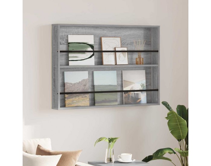Sonata H Етажерка за списания с рафт Сив Сонома 100 x 12 x 70 см