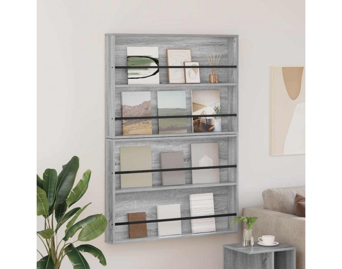 Sonata H Етажерка за списания с рафт 2 pcs Сив Сонома 100 x 12 x 70 см
