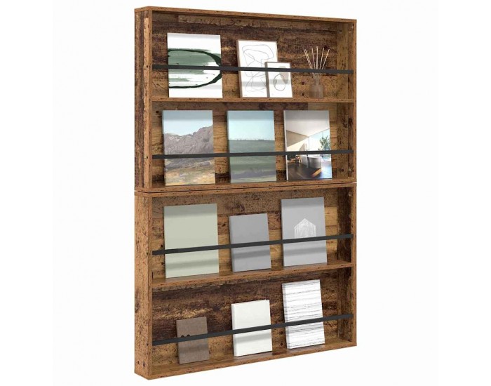Sonata H Етажерка за списания с рафт 2 pcs Старо дърво 100 x 12 x 70 см