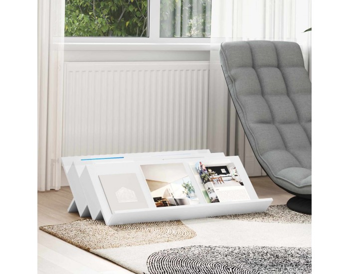 Sonata H Етажерка за списания Бяло 90 x 53 x 28,5 см Инженерно дърво