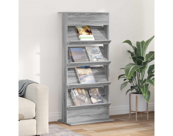 Sonata H Етажерка за списания с рафт Сив Сонома 70 x 41 x 156 см