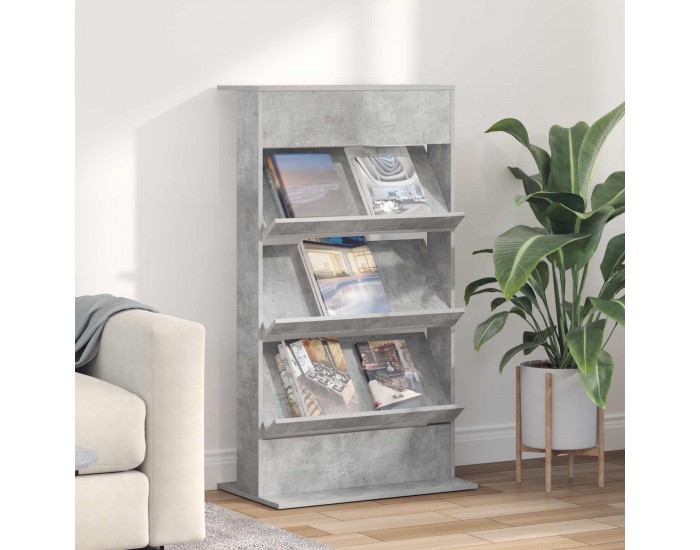 Sonata H Етажерка за списания с рафт Циментено сиво 70 x 41 x 126 см