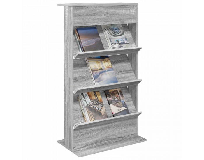 Sonata H Етажерка за списания с рафт Сив Сонома 70 x 41 x 126 см