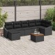 Sonata H 8 Piece Garden Sofa Set with Cushions Black Poly Rattan Acacia