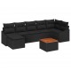 Sonata H 8 Piece Garden Sofa Set with Cushions Black Poly Rattan Acacia