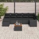 Sonata H 8 Piece Garden Sofa Set with Cushions Black Poly Rattan Acacia