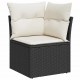 Sonata H Комплект градински диван от 5 части с възглавници Черен Полиратан Акация
