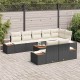 Sonata H 9-членен комплект градински диван с възглавници – черен полиратан и акация
