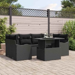 Sonata H 7 Piece Garden Sofa Set с Възглавници Черен Полиратан - Seturi pentru exterior