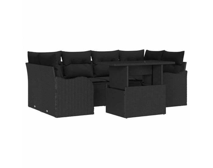 Sonata H 7 Piece Garden Sofa Set с Възглавници Черен Полиратан