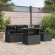 Sonata H 6 Piece Garden Sofa Set with Cushions Black Poly Rattan