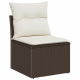 Sonata H Комплект градински диван с възглавници, кафяв полиратан