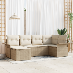 Sonata H 6 Частен комплект градински диван с възглавници Бежов Полиестерен ратан - Seturi pentru exterior