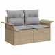 Sonata H 7 части градински диван комплект с възглавници бежово полирано ратано
