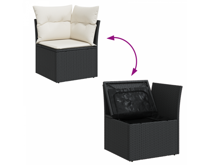 Sonata H 10 части градински диван комплект с възглавници черен полиратан