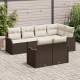 Sonata H 7 Часов Градински Диван Комплект с Възглавници Кафяв Поли Ратан