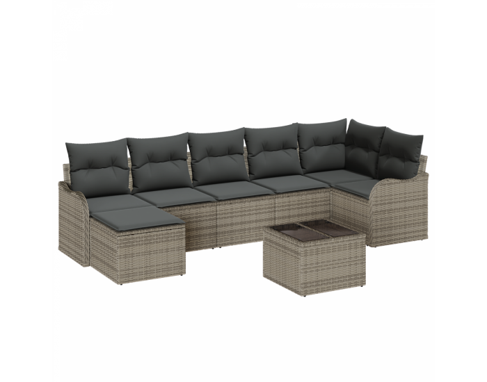 Sonata H 7 Piece Garden Sofa Set with Cushions Black Poly Rattan