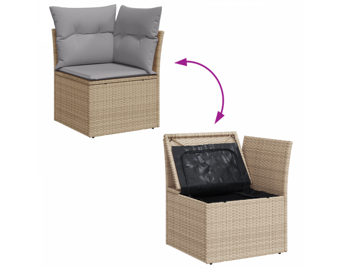 Комплект градински диван Sonata H с 6 части с възглавници Бежов полиратан