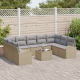 Sonata H Комплект градински мебели с 10 части и възглавници в черно полирано ратан