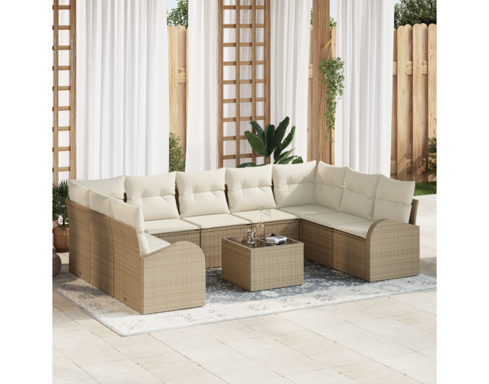 Sonata H 10 Частен Комплект Градински Диван с Възглавници Кафяв Полиратан