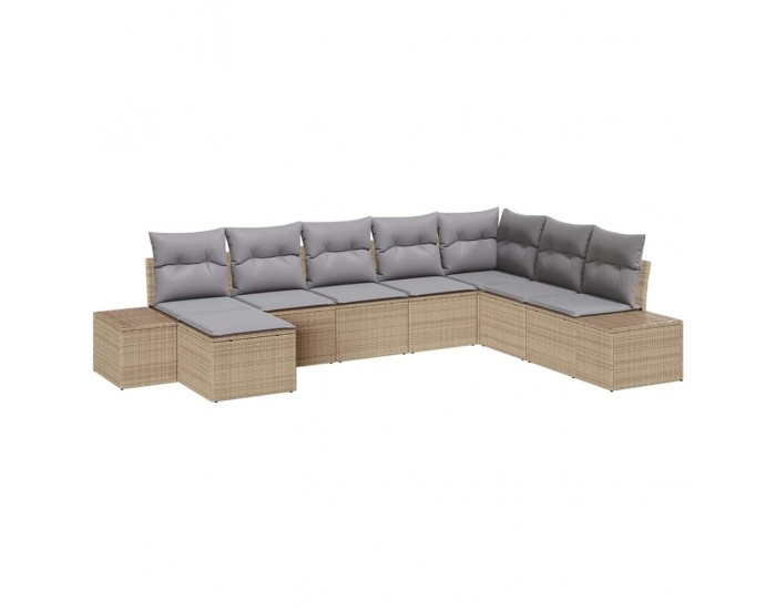 Sonata Set de canapele pentru grădină 8 buc. Beige și gri deschis