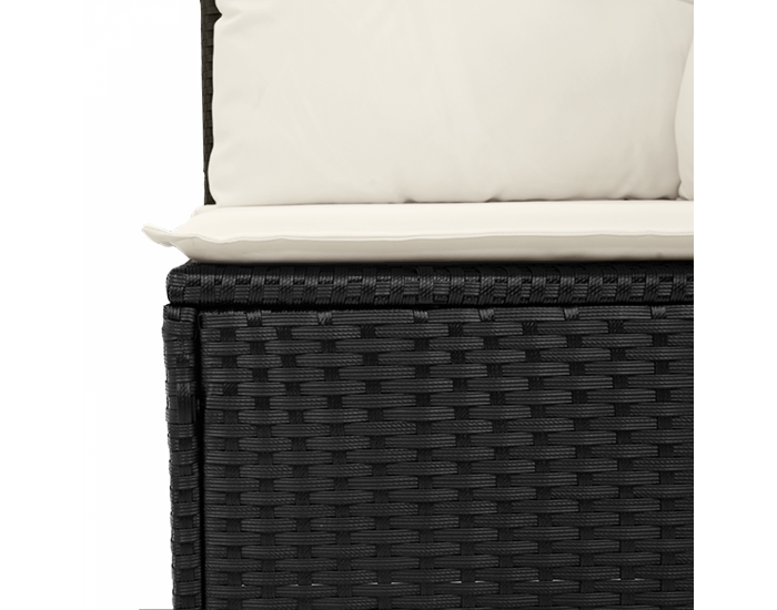 Sonata H 9 Членен Градински Диван Комплект с Възглавници Черен Полирата Акация