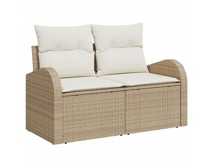 Комплект градински диван Sonata H с възглавници Бежов полиратан Акация