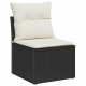 Sonata H 6 части градински диван комплект с възглавници черен полирана ратан