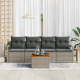 Sonata H 5 Частен Градински Диван Комплект с Възглавници Сиво Полиратан Акация
